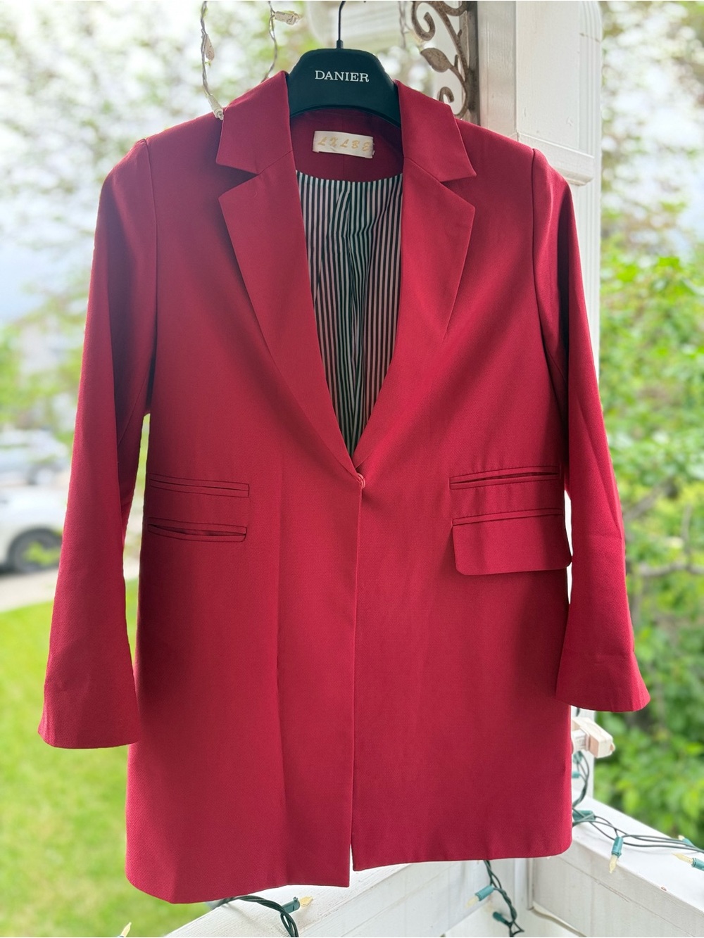 Dark Red Single-Button Blazer
